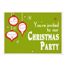 Retro Green Christmas Invitations