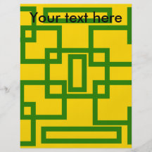 Retro green squares on yellow background flyer design