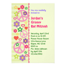 Retro Groovy Bat Mitzvah Invitation