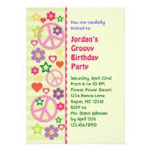 Retro Groovy Birthday Party Invitation