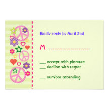 Retro Groovy RSVP Card Invitations
