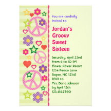 Retro Groovy Sweet Sixteen Invitation
