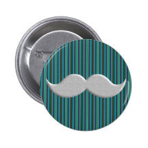 Retro Handlebar Mustache on Striped Pattern Pin