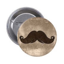 Retro Handlebar Mustache Pinback Buttons