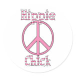 Retro Hippie Chick Polka Dots and Stripes Peace stickers