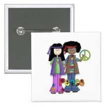 Retro Hippie Flower Children Pin