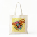 Retro hippy vibrant tote bag