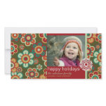 Retro Holiday Blooms Family Greeting Photo Card photo cards