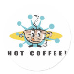 retro hot coffee design stickers