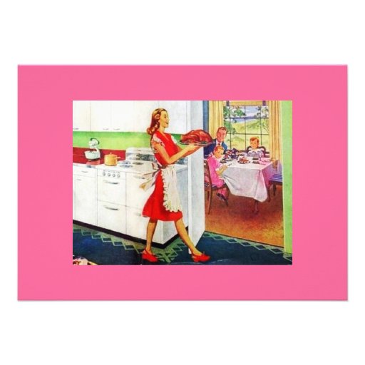 Retro Housewife on Thanksgiving Personalised Announcement