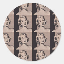 Retro Housewife Round Sticker