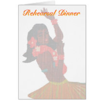 Retro Hula Dancer Grass Skirt Rehearsal Dinner Greeting Cards
