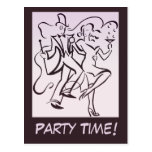 Retro jazz age line art deco couple dancing party postcards