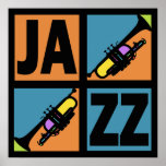 RETRO JAZZ TRUMPET SQUARES POSTER posters