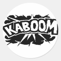 Retro KABOOM! Blast - Black & White Stickers