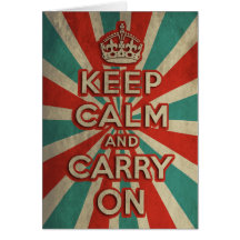 Retro Keep Calm And Carry On Greeting Cards