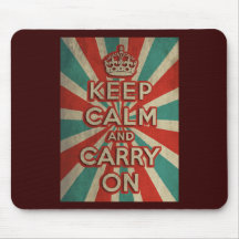Retro Keep Calm And Carry On Mousepads