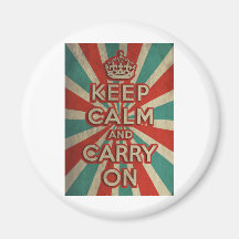 Retro Keep Calm And Carry On Refrigerator Magnets