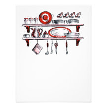 Retro Kitchen Shelf in Black White and Red Invites