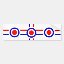 Retro Look Mod Cross Design Bumper Stickers