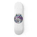 Retro Lucky 7 dice and flames art skateboards