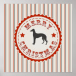 Retro Merry Christmas Greyhound Dog Poster