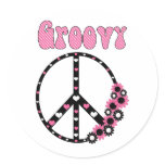 Retro Mod Floral and Peace Symbol Tees, Gifts stickers