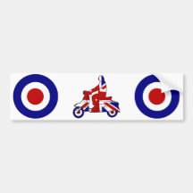 Retro Mod Scooter Boy UK Bumper Stickers