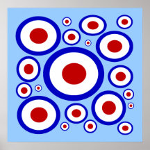 Retro Mod sixties circle pattern Posters