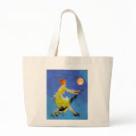 Retro Modern Witch Flies a Vaccum Cleaner bags