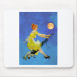 Retro Modern Witch Flies a Vaccum Cleaner mousepads
