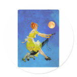 Retro Modern Witch Flies a Vaccum Cleaner stickers