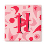 Retro Monogrammed Boomerangs Refrigerator Magnets