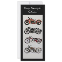 RETRO MOTORCYCLES  PARTY Red Black White Grey Invitations