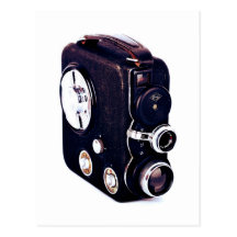 Retro movie camera post card