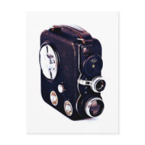 Retro movie camera post card