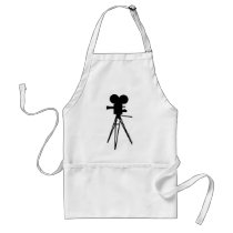 Retro Movie Camera Silhouette Apron