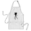 Retro Movie Camera Silhouette aprons