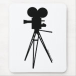 Retro Movie Camera Silhouette mousepads