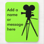 Retro Movie Camera Silhouette Mousepads