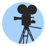Retro Movie Camera Silhouette Stickers