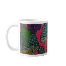 Retro Mushrooms and Owls Mug