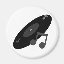 Retro Music Record & Note Black Refrigerator Magnets