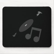 Retro Music Record & Note Black Mouse Pads