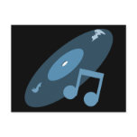 Retro Music Record & Note Blue postcards