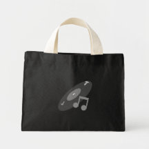 Retro Music Record & Note Grey Bag