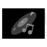 Retro Music Record & Note Grey Greeting Card
