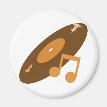 Retro Music Record & Note Orange Magnets