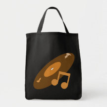 Retro Music Record & Note Orange Tote Bags