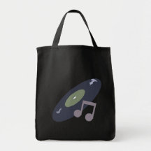 Retro Music Record & Note Original Colours Tote Bag
